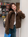 Maillard Short Leather Jacket Women Spring And Autumn Winter Retro Lazy Chic And Cool And Leather Jacket