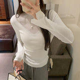 White Tulle Splicing High Collar Inside The Bottom Of The Knitted Shirt Women's Autumn 2025 New French Temperament Small Fragrant Top