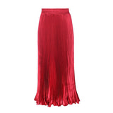 2025 New Women's Color Metallic Metallic Luster 100-Folded Dress Long Organ Skirt Half-Dress Skirt