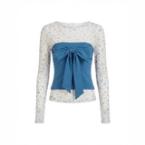 Korean Bow Pure Blue Smear Sling Sling Sling Back Heartbreak Flower Girl 2026 Spring Two Casual Suit