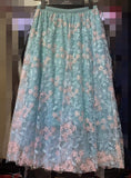 Lace Embroidery Dress 2025 Summer New French High-Rise Thin Double-Layer Net Yarn A-Word Half-Body Dress Woman