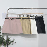 Real Shooting Kin Color High-Rise Thin Bag Hip Skirt 2025 New Hundred With Belt A Short Skirt 9997