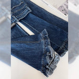 Vintage Lace Trousers Feet High Waist Straight Loose Loose Thin Legs 2025 Spring And Autumn Bred Cowboy Long Pants Woman