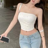 Pure Hot Diamond Smear Sling Sling Sling Vest Women Summer New Sexy Slimming Inside And Outside Wearing A Small Top