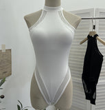 Sexy Elastic Joint Suit With Thoracic Pad Hanging Neck Sleeveless Sleeve Sling Vest Design Feel Top 1015