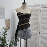 Real Shot Lace Lace With Bra Tempo Vest With Chest Cushion Anti-Slip Slipless Short Sleeveless Top 23667