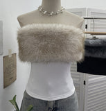 Real Shooting Hottie Hair Splicing Elastic Brush Chest Vest Zipper Umbilly Short Sleeveless Top 6285