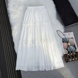Sweet Heavy Industry Lace Hollow Cake Half-Dress Girl 2025 Spring And Summer New High-Rise Thin A-Word Swing Long Skirt