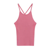 Order Early Spring French Dopamine Wearing Hottie Hanging Neck Sling Vest Women Summer Wearing Bare Back Thai-Style Niche