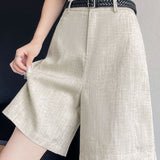 Mid-Trousers Tiansi Linen Thin Five-Point Trousers Summer High-Waist New Shorts Casual A-Legged Trousers Female Trend