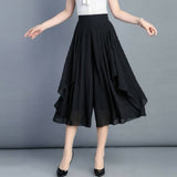 Chiffon Thin Skirts Summer Seven-Point Broad Leg Trousers Large Tight High-Waisted Loose Casual Pants Women's Skirt