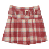 Real Shooting With Belt ~ Lattice Hair Of The Hundred Folded Skirt High Waist Anti-Light Small A Word Short Skirt 8382