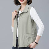 Middle-Of-Year-Nite Mother Vest Coat Women's Spring And Autumn New Korean Version Of Leisure Shoulder Small Vest Horse Clip Wear