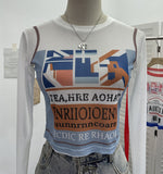 Real-Patted Letter-Print Mesh Yarn Women's Summer Thin Single-Layer Perspective Sunscreen Hooded Short T-Shirt 50235