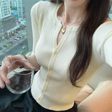 Super Good Single-Cuffs Sleeve-Repair Knitted Cardigan Women 2025 New Unique Special Beautiful Small Top