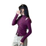 Small High-Neckless Sleeveless Vest V-Neck Cardigan T-Shirt Two Sets Of Women's Autumn And Winter 2025 New Explosive Top