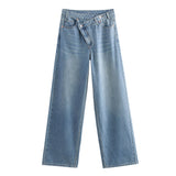 Autumn New Double Trousers Waist Wide-Legged Jeans 8197232 - Lightblue / XS