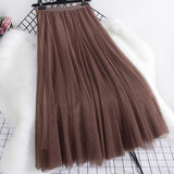 Big Swing Net Dress 2025 Autumn And Winter New Female A Word 20 Pieces Of Splicing Yarn Skirt In The Long Skirt Skirt Umbrella Skirt