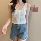 Empty-Sleeved Sling Vest Women 2025 Summer New Korean Version Of The Thin Outer Wear Knitted Open Shirt Top