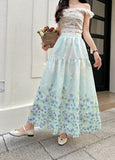 New French Sweet Heavy Industry Embroidery Print Collection Waist Thin Long High-Waist Fairy Skirt A Word Half-Body Skirt