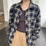 Korean Version Of The Design Of A Small Plaid Shirt Woman 2025 Autumn New Loose Long-Sleeved Top Open-Shirt Jacket