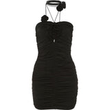 Summer New Pure Sexual Sexy Small Sling Dress Women's Fold Design Feeling Slimming Bare Backpack Ass Skirt