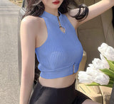 Sweet Babes Hollow Knitted Slings Small Vest Women's Summer Sleeveless Sexy Pure Desire Inside The Coat Wear
