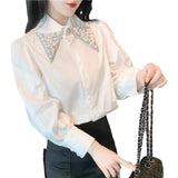 2025 Spring Dress New Temperament Heavy-Weight Industrial Hand Nail Beads Long-Sleeved Shirt Women's French Loose Blouse Tide