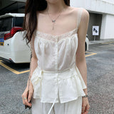 French Sweet Lace Splicing Repair Sleeveless Sleeveless Sleeve Sling Vest Women's Summer 2025 New Unique Beautiful Little Top