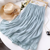 Silk Sensing Temperament Half-Dress Woman Slim Thin Long A-Dress Hanging Summer Egan Yarn Skirt
