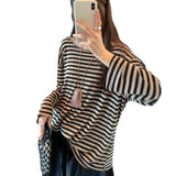 Lyselle Tiansin Han's Beautiful Round-Neck Striped Long-Sleeved T-Shirt Women's Autumn New High-End Non-Bolliion Shirt Blouse