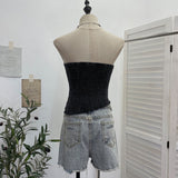 Summer Water Wash Side Cowboy Bra Vest Pocket Irregular Tight Tight To Take A Short Top 6602