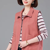 Large Pocket Casual Fashion Collared Vest Women's Spring And Autumn 2025 New Middle-Of-Year-Need Mother Wears A Thin Vest Tide