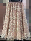 Lace Embroidery Dress 2025 Summer New French High-Rise Thin Double-Layer Net Yarn A-Word Half-Body Dress Woman