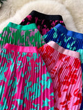 French Temperament Print High Waist Thin A Word Big Swing 100 Folded Skirt 2026 New Holiday Style Long Skirt