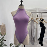 Sexy Elastic Joint Suit With Thoracic Pad Hanging Neck Sleeveless Sleeve Sling Vest Design Feel Top 1015