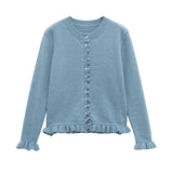 Spring 2025 New Round Collar Solid Color Loose Jacket Niche Temperament Knitting Shirt 2756114