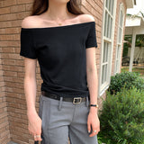 Unique To The Word Shoulder Collarbone Repair Short-Sleeved T-Shirt Girl 2025 Summer New Super-Looking Hottie Top