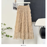 French Wave Roll Folding Fall Flowing High-Waist Thin Net Yarn Half-Dress Woman Summer Vacation Fairy Beach Dress