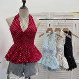 2026 Summer New Women's Pop Point Deep V Sexy Collared With Chest Pad Sling Vest 9336