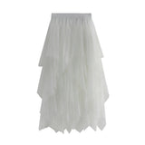 Irregular Net Yarn Half Dress Woman's Long Mid-Term 2025 Spring New Yarn Skirt High-Waisted Thin Dress