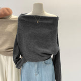 2026 Early Spring Design Sense Niche Word Collar Loose Knitted Shirt Women Early Autumn Lazy Little Fragrant Blouse