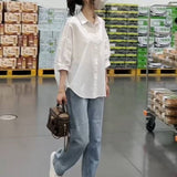 Casual Loose Shirt Lady 2025 Spring And Summer New Fashion T-Shirt Set-Up Sleeve Shirt Jacket