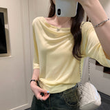 Pure Hot Babes Windy Five-Sleeved T-Shirt Girl 2025 Summer Loose Slim Beautiful Beautiful Little Top