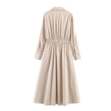 2026 Spring New Women's Fashion Casual Loose Belt With Fan Flute Dress 5029101