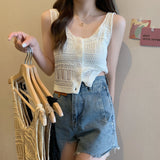 Empty-Sleeved Sling Vest Women 2025 Summer New Korean Version Of The Thin Outer Wear Knitted Open Shirt Top