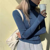Heap High-Necked Cover Finger Tight-Up Sweater Women 2026 Autumn And Winter New Knitted Bottom Shirt Full Of Long Sleeve Tops