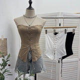 Spice Girls With Anti-Slip Strip Tie With Bow Tector-Meared Waist-Coated Short-Sleeved Top 8150