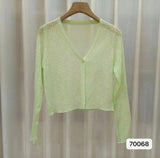 Ultra-Thin Sunscreen Knitted Small Cardigan Thin Women's Sling Skirt Burqa Spring And Autumn Ice Silk Air-Conditioning Shirt Short Coat