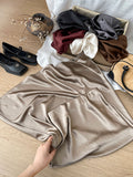 2025 New Half-Body Skirt Acetate Vertic Acid Faeminous Fishtail Dress Female Famous Style Temperament Niche Thin Bag Hip Half Skirt